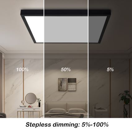 Brilagi - LED Stmievateľné kúpeľňové stropné svietidlo FRAME SMART LED/50W/230V 60x60 cm 3000-6000K IP44 čierna + diaľkové ovládanie