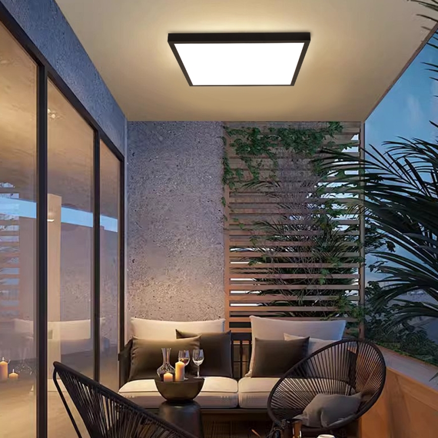 Brilagi - LED Stmievateľné kúpeľňové stropné svietidlo FRAME SMART LED/50W/230V 60x60 cm 3000-6000K IP44 čierna + diaľkové ovládanie