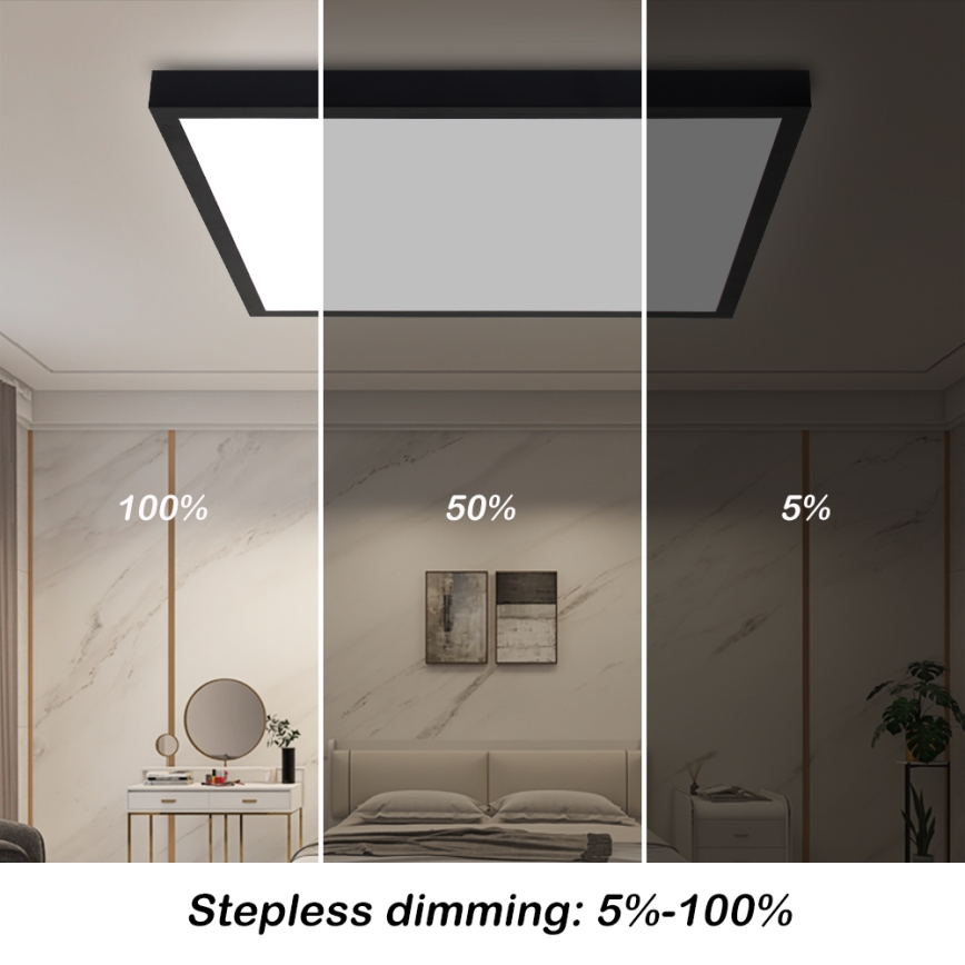 Brilagi - LED stmievateľné kúpeľňové stropné svietidlo FRAME SMART LED/50W/230V 60x60 cm 3000-6000K IP44 čierna + diaľkové ovládanie