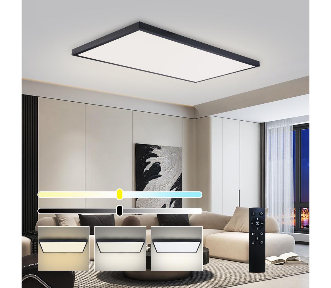 Brilagi-LED Stmievateľné kúpeľňové svietidlo FRAME SMART LED/96W/230V IP44 čierne + diaľkové ovládanie BRI644