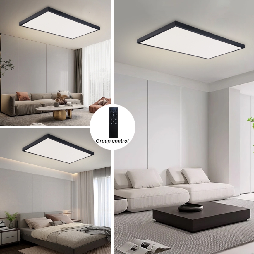Brilagi - LED stmievateľné kúpeľňové stropné svietidlo FRAME SMART LED/96W/230V 120x60 cm 3000-6000K IP44 čierna + diaľkové ovládanie