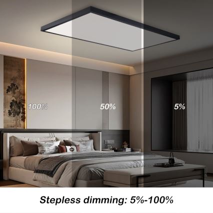 Brilagi - LED stmievateľné kúpeľňové stropné svietidlo FRAME SMART LED/96W/230V 120x60 cm 3000-6000K IP44 čierna + diaľkové ovládanie