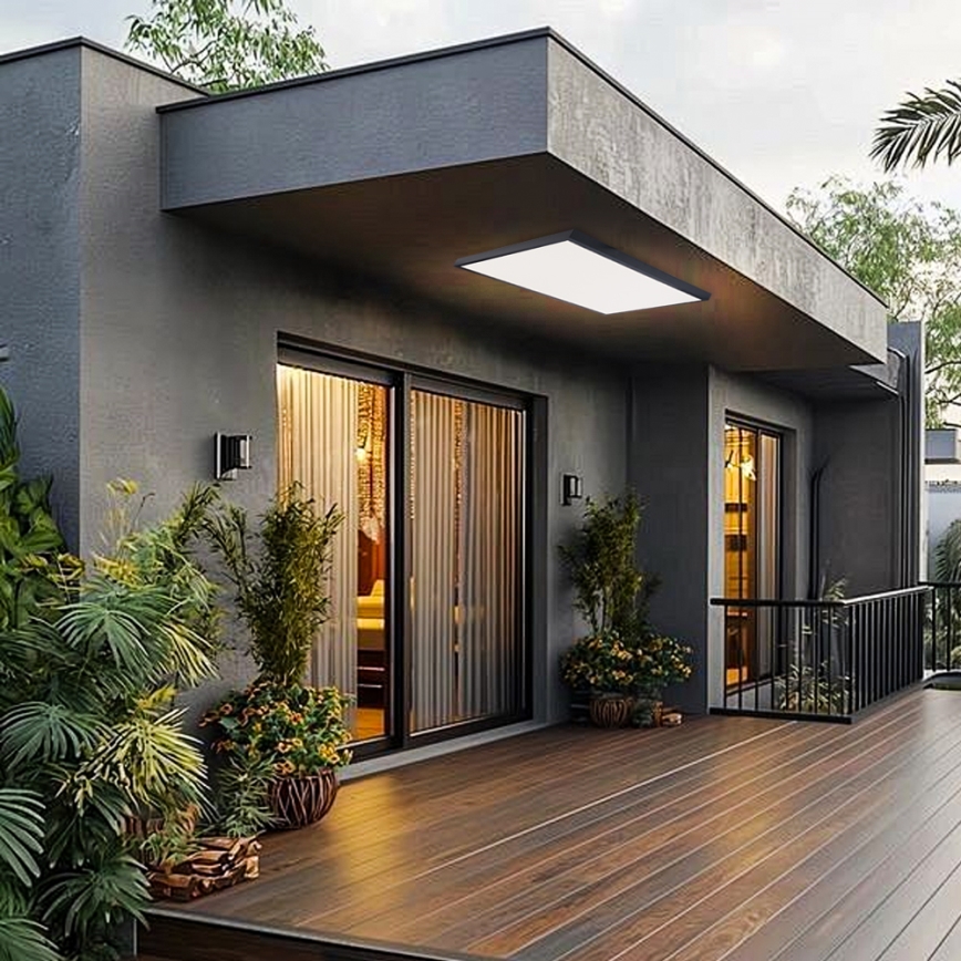 Brilagi - LED stmievateľné kúpeľňové stropné svietidlo FRAME SMART LED/96W/230V 120x60 cm 3000-6000K IP44 čierna + diaľkové ovládanie