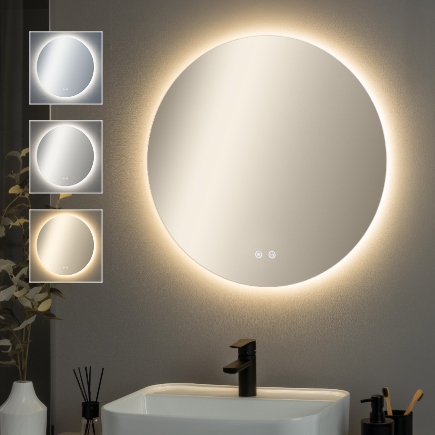 Brilagi - LED Stmievateľné kúpeľňové vyhrievané zrkadlo s podsvietením DEMI PRO LED/20W/230V pr. 60 cm 3000/4000/6500K IP44