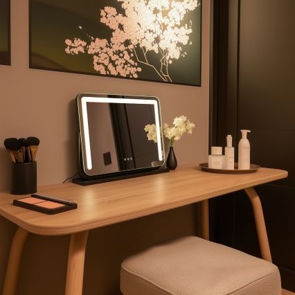 BRILAGI - LED stmievateľné make-up zrkadlo CALIFORNIA LED/22W/230V 3000/4000/6500K 58x43 cm čierne