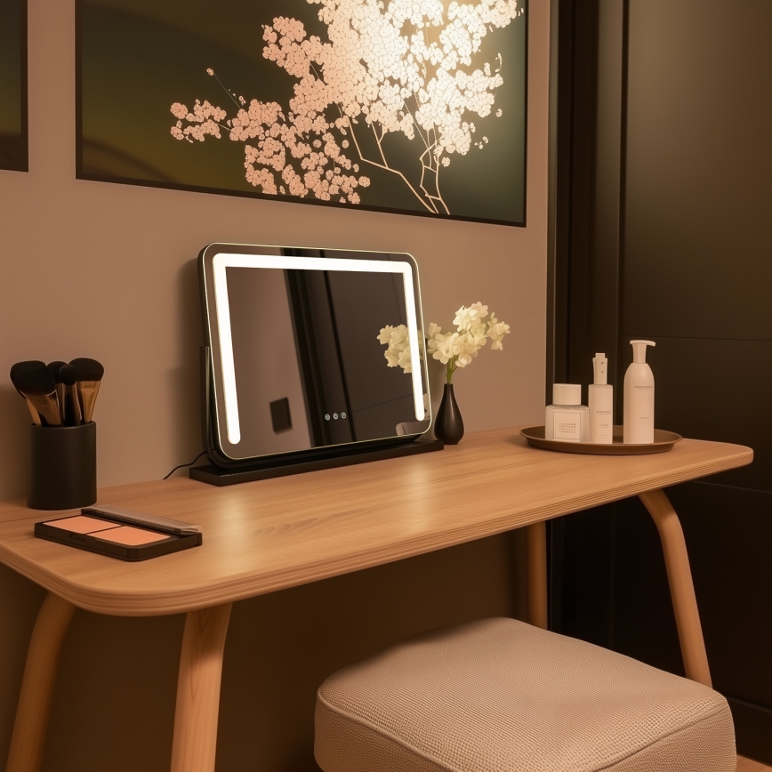 BRILAGI - LED stmievateľné make-up zrkadlo CALIFORNIA LED/22W/230V 3000/4000/6500K 58x43 cm čierne
