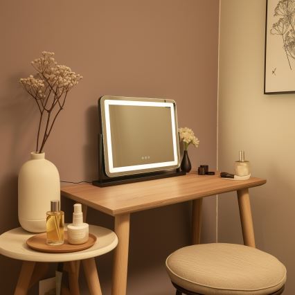 BRILAGI - LED Stmievateľné make-up zrkadlo CALIFORNIA LED/25W/230V 3000/4000/6500K 55x44 cm čierna