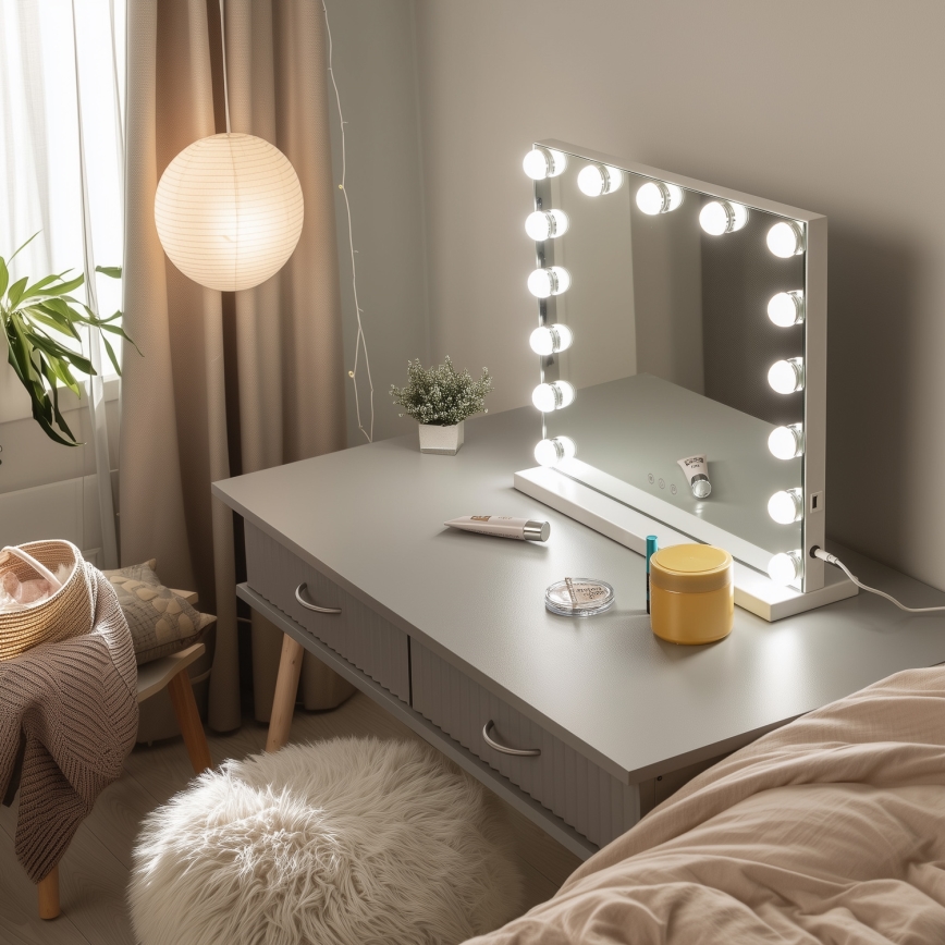 Brilagi - LED stmievateľné make-up zrkadlo HOLLYWOOD LED/15W/230V 3000/4000/6500K