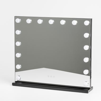 BRILAGI - LED Stmievateľné make-up zrkadlo HOLLYWOOD LED/15W/230V CCT + 2x USB 60x50 cm čierne
