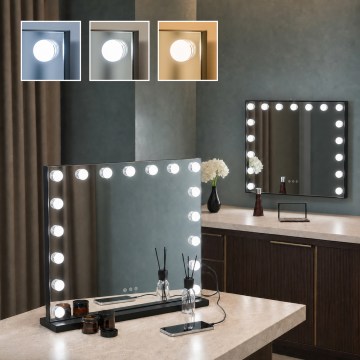 BRILAGI - LED Stmievateľné make-up zrkadlo HOLLYWOOD LED/15W/230V CCT + 2x USB 60x50 cm čierne