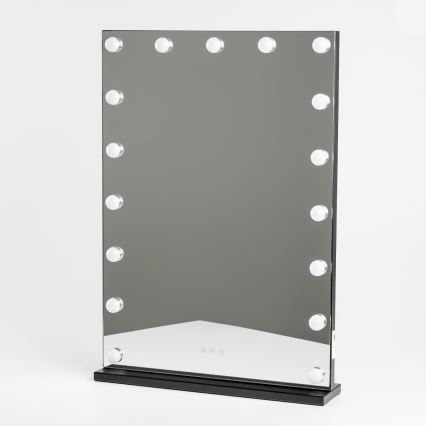 BRILAGI - LED Stmievateľné make-up zrkadlo HOLLYWOOD LED/15W/230V CCT + 2x USB 55x77 cm čierna