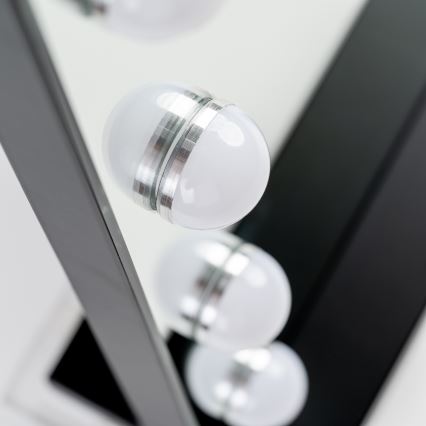 BRILAGI - LED Stmievateľné make-up zrkadlo HOLLYWOOD LED/15W/230V CCT + 2x USB 55x77 cm čierna