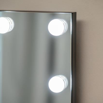 BRILAGI - LED Stmievateľné make-up zrkadlo HOLLYWOOD LED/15W/230V CCT + 2x USB 55x77 cm čierna