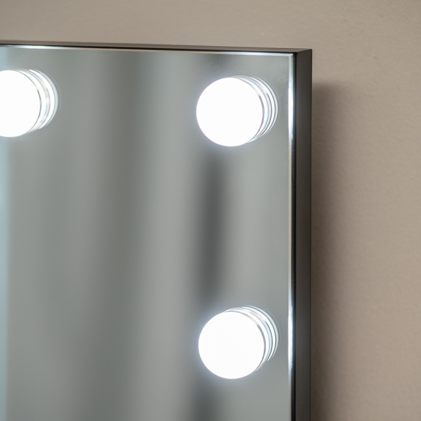 BRILAGI - LED Stmievateľné make-up zrkadlo HOLLYWOOD LED/15W/230V CCT + 2x USB 55x77 cm čierna