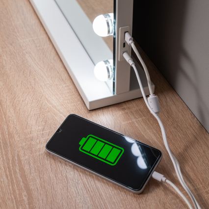 BRILAGI - LED stmievateľné make-upové zrkadlo HOLLYWOOD LED/15W/230V CCT + 2x USB 60x50 cm biela