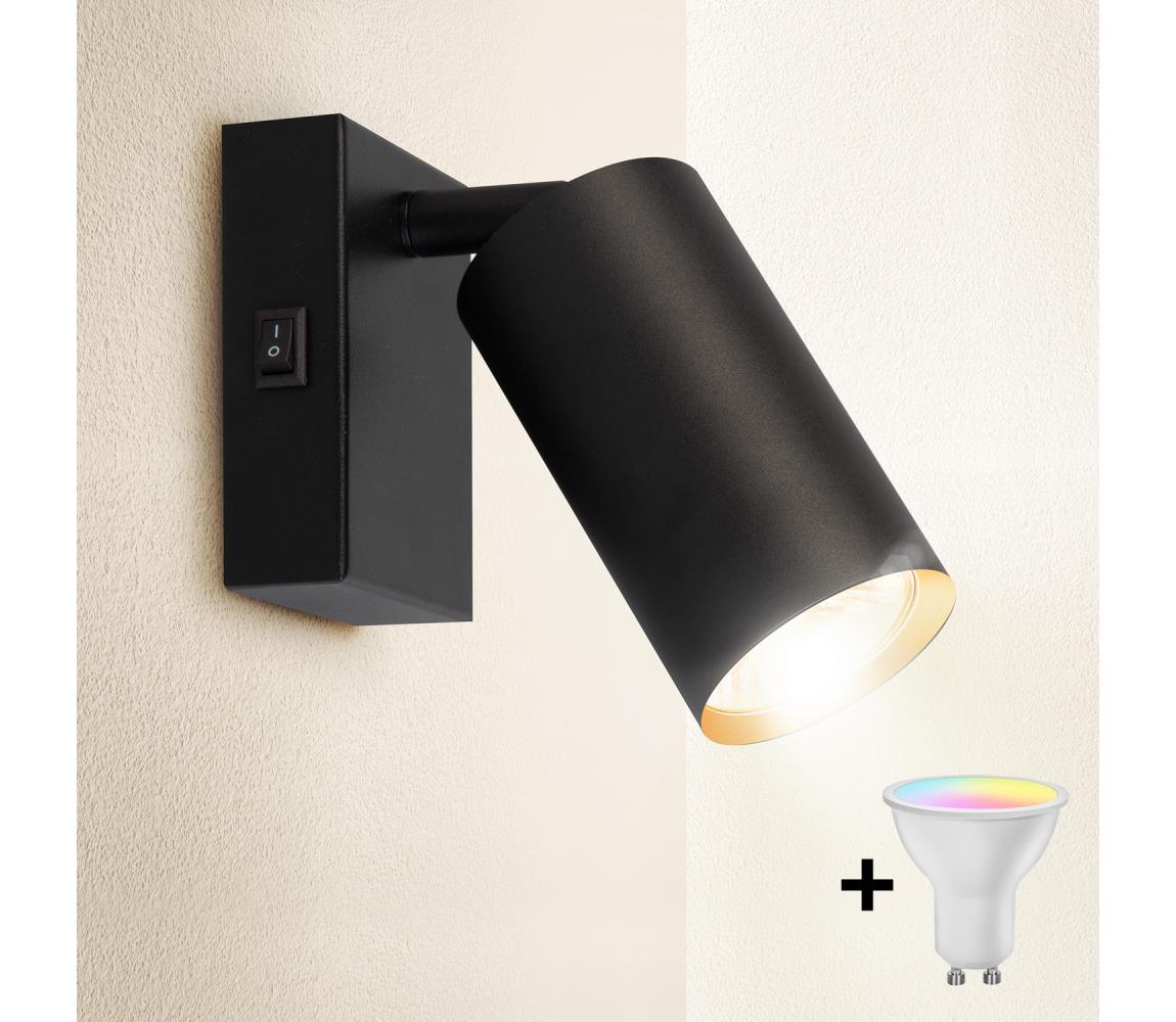 Brilagi -LED stmievateľné nástenné bodové svietidlo SELE 1xGU10/4,8W/230V čierna/zlatá BG1374+AI2382