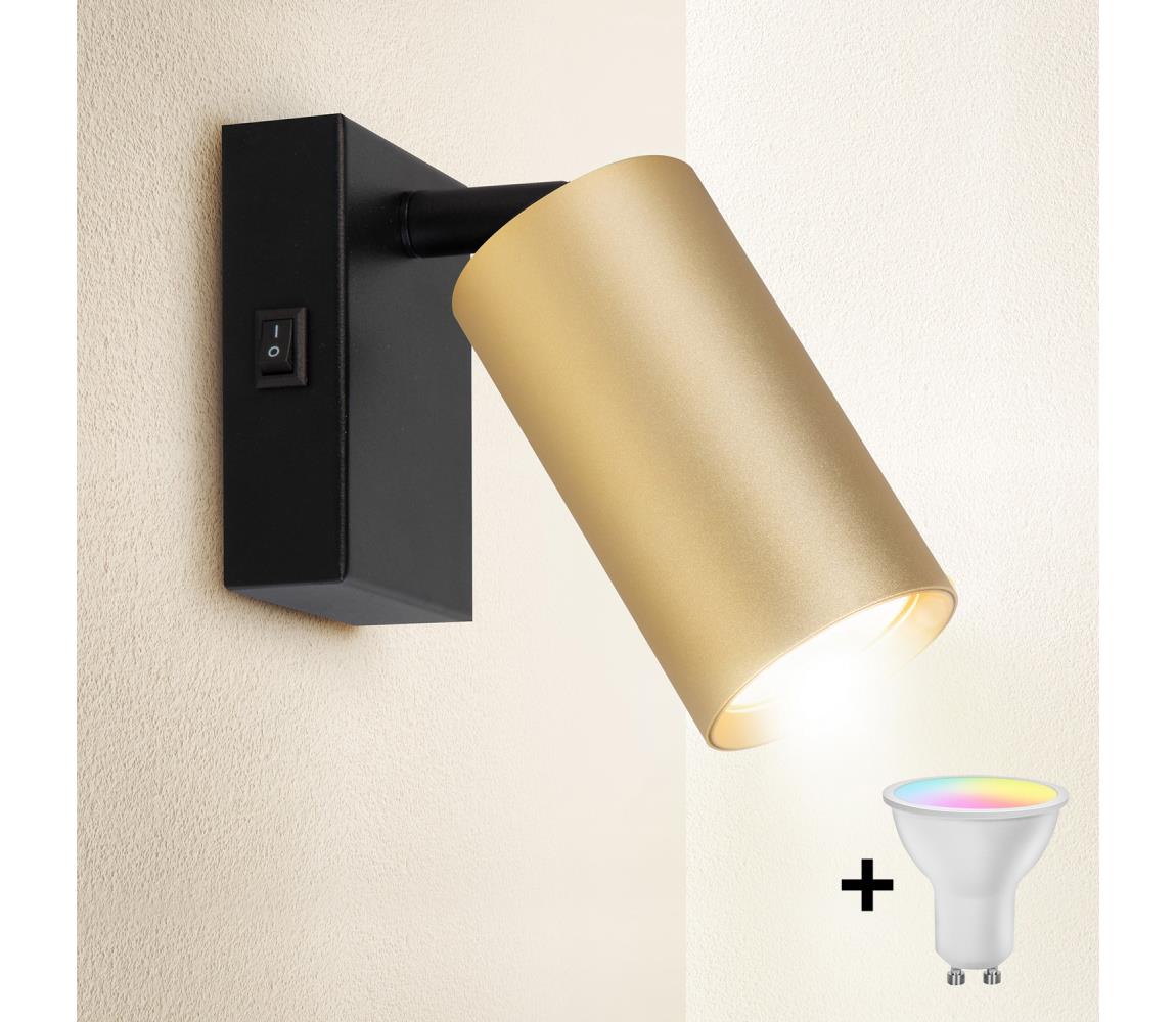 Brilagi -LED stmievateľné nástenné bodové svietidlo SELE 1xGU10/4,8W/230V čierna/zlatá BG1375+AI2382