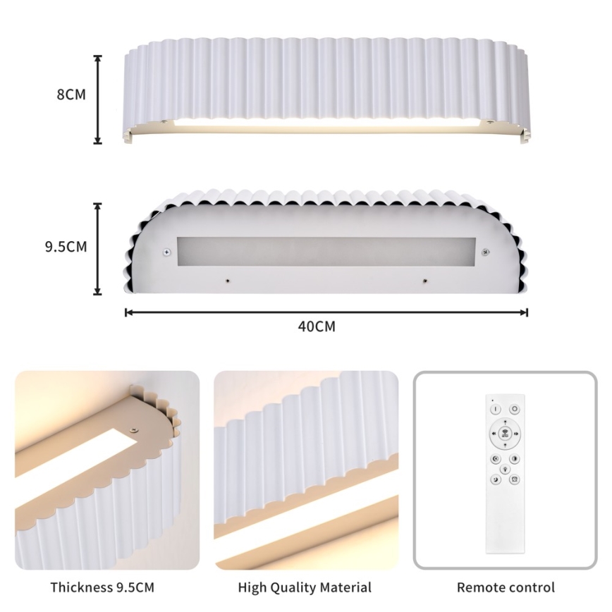 Brilagi - LED Stmievateľné nástenné svietidlo FALCON MODERN LED/14W/230V 3000-6000K 40 cm biela + diaľkové ovládanie