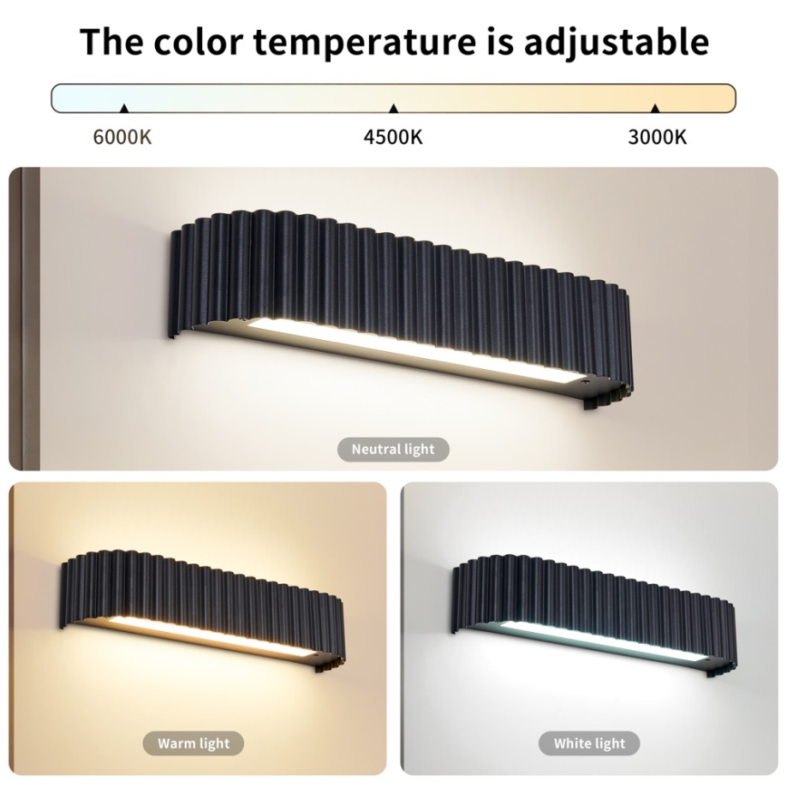 Brilagi - LED Stmievateľné nástenné svietidlo FALCON MODERN LED/14W/230V 3000-6000K 40 cm čierna + diaľkové ovládanie