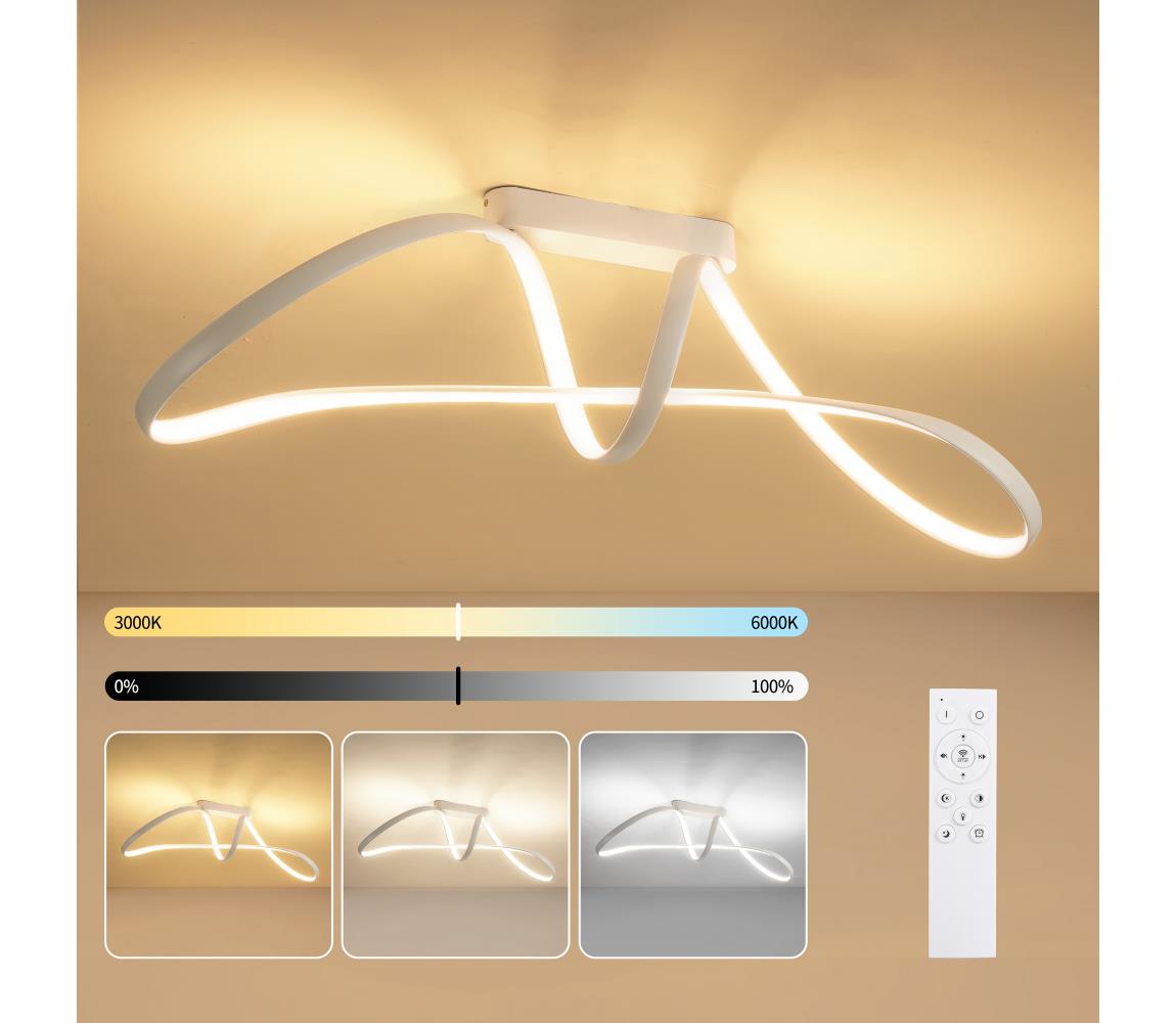 Brilagi-LED Stmievateľné prisadené svietidlo TWISTER LED/60W/230V 3000-6000K biela + diaľkové ovládanie BRI723