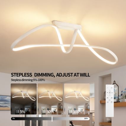 Brilagi - LED Stmievateľný prisadený luster TWISTER LED/60W/230V 3000-6000K biela + diaľkové ovládanie