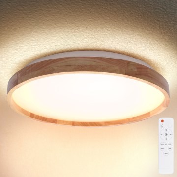 Brilagi - LED stmievateľné stropné svietidlo ALSON LED/72W/230V 3000-6500K dub, priemer 78 cm + diaľkové ovládanie