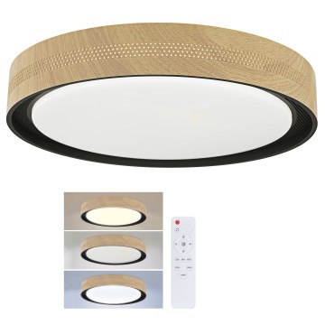 Brilagi - LED Stmievateľné stropné svietidlo COCI LED/48W/230V 3000-6500K priemer 39 cm drevený dekor/čierna + diaľkové ovládanie
