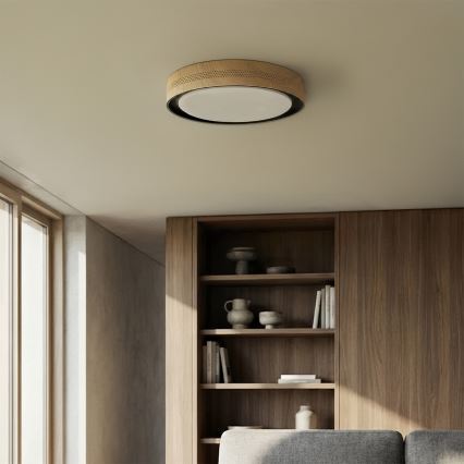 Brilagi - LED Stmievateľné stropné svietidlo COCI LED/48W/230V 3000-6500K priemer 39 cm drevený dekor/čierna + diaľkové ovládanie