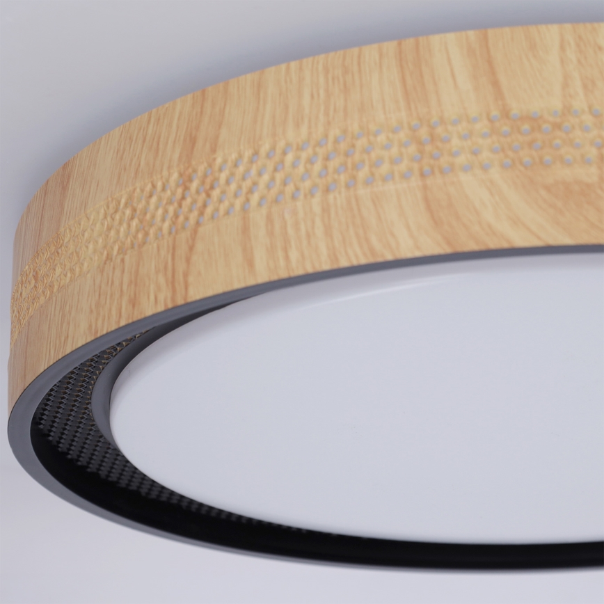Brilagi - LED Stmievateľné stropné svietidlo COCI LED/48W/230V 3000-6500K priemer 39 cm drevený dekor/čierna + diaľkové ovládanie