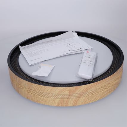 Brilagi - LED Stmievateľné stropné svietidlo COCI LED/48W/230V 3000-6500K priemer 39 cm drevený dekor/čierna + diaľkové ovládanie