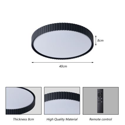 Brilagi - stmievateľné LED stropné svietidlo CORVO LED/54W/230V 3000-6000K čierne, priemer 40 cm + diaľkové ovládanie