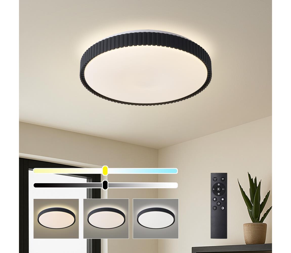 Brilagi - LED stmievateľné stropné svietidlo CORVO LED/72W/230V 3000-6000K čierne pr. 50 cm + diaľkové ovládanie BRI849