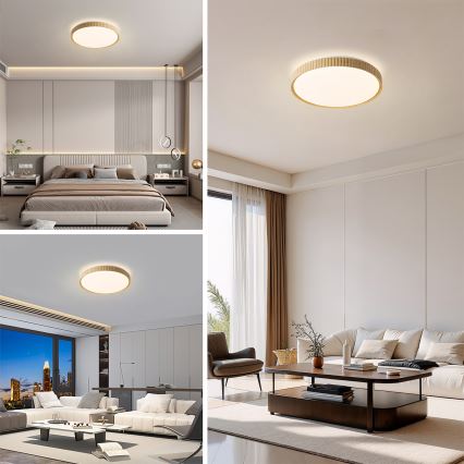 Brilagi - LED stmievateľné stropné svietidlo CORVO LED/72W/230V 3000-6000K drevený dekor pr. 50 cm + diaľkové ovládanie