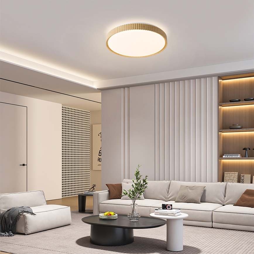 Brilagi - LED stmievateľné stropné svietidlo CORVO LED/72W/230V 3000-6000K drevený dekor pr. 50 cm + diaľkové ovládanie