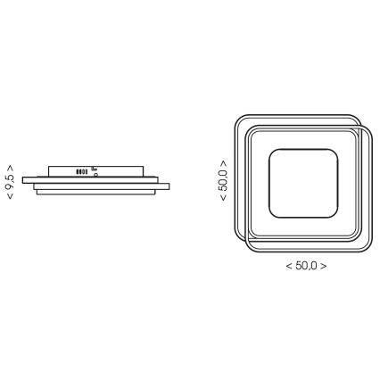 Brilagi - LED stmievateľné stropné svietidlo FLARE LED/102W/230V 3000-6000K 50x50 cm čierne + diaľkové ovládanie