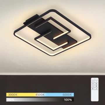 Brilagi - LED stmievateľné stropné svietidlo FLARE LED/34W/230V 3000-6000K 48x48 cm čierne + diaľkové ovládanie