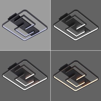 Brilagi - LED stmievateľné stropné svietidlo FLARE LED/34W/230V 3000-6000K 48x48 cm čierne + diaľkové ovládanie