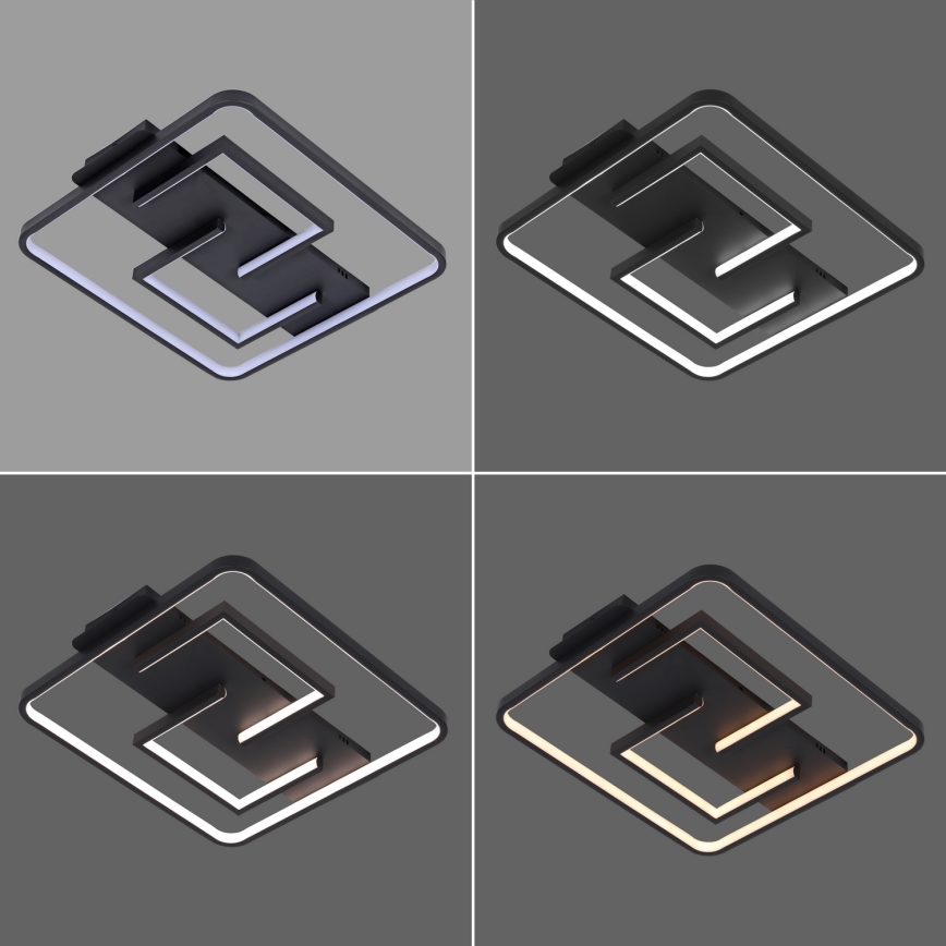 Brilagi - LED stmievateľné stropné svietidlo FLARE LED/34W/230V 3000-6000K 48x48 cm čierne + diaľkové ovládanie