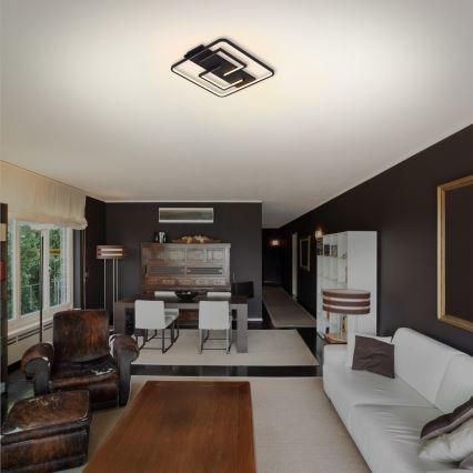 Brilagi - LED stmievateľné stropné svietidlo FLARE LED/34W/230V 3000-6000K 48x48 cm čierne + diaľkové ovládanie