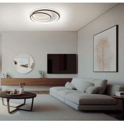 Brilagi - LED stmievateľné stropné svietidlo FLARE LED/38W/230V 3000-6000K pr. 48 cm čierna/biela + diaľkové ovládanie