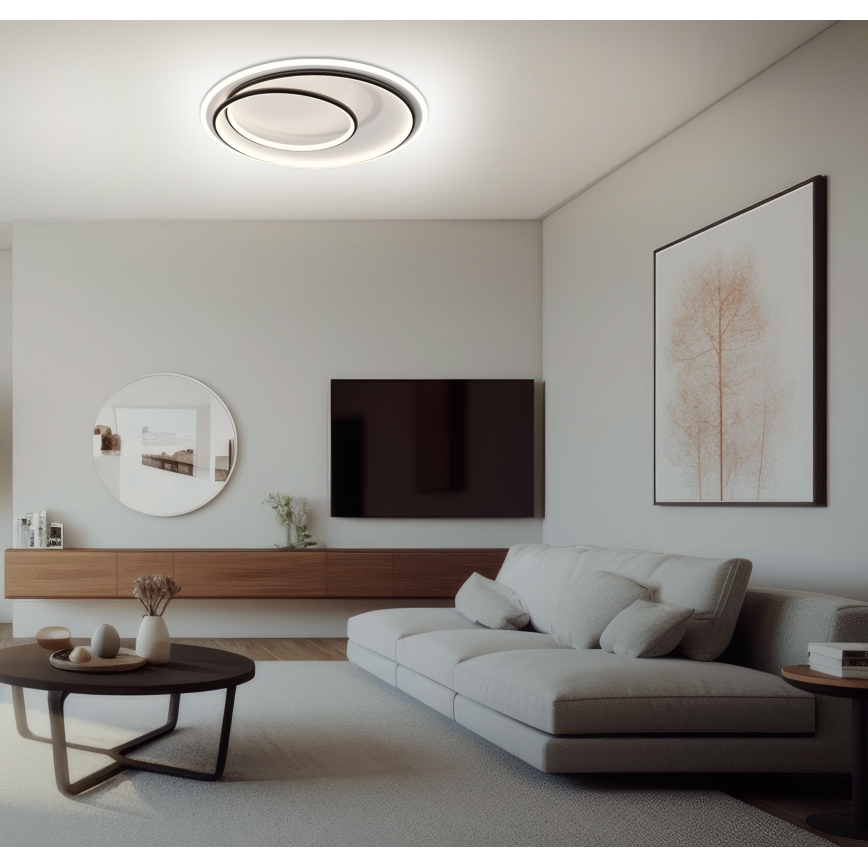 Brilagi - LED stmievateľné stropné svietidlo FLARE LED/38W/230V 3000-6000K pr. 48 cm čierna/biela + diaľkové ovládanie