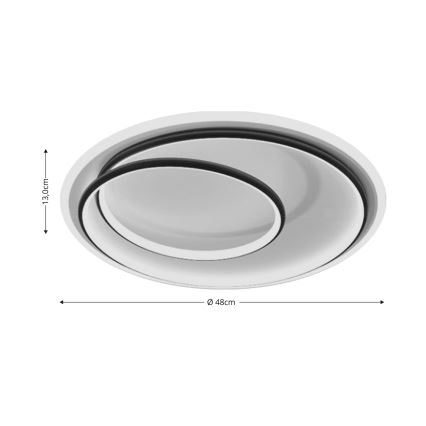Brilagi - LED stmievateľné stropné svietidlo FLARE LED/38W/230V 3000-6000K pr. 48 cm čierna/biela + diaľkové ovládanie