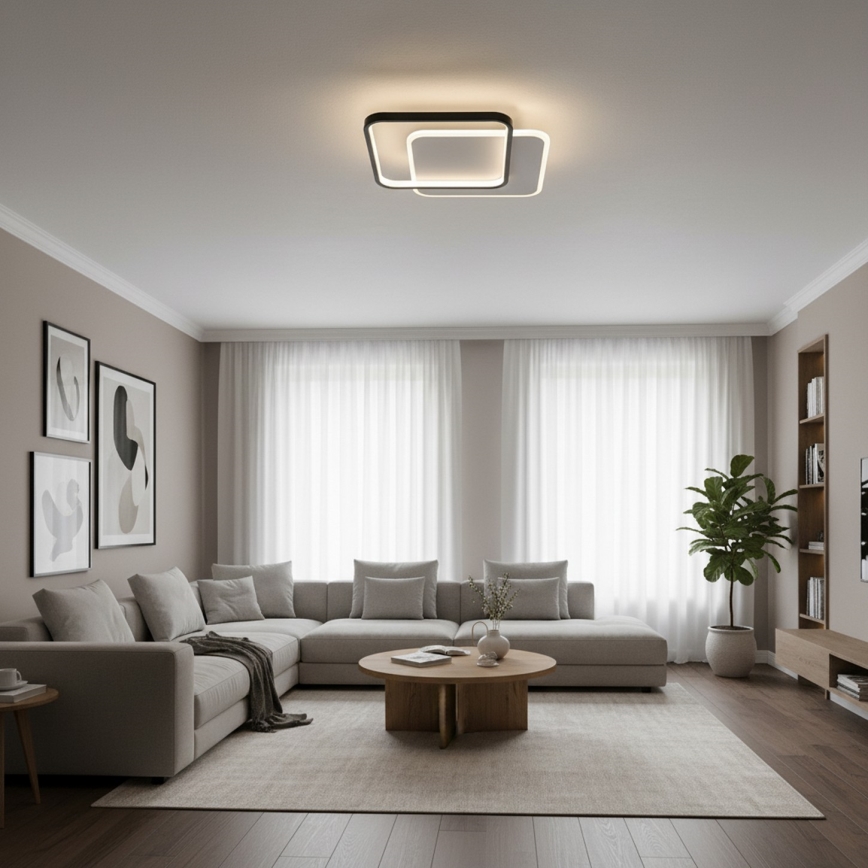 Brilagi - LED stmievateľné stropné svietidlo FLARE LED/43W/230V 3000-6000K 39,5x45 cm biela/čierna + diaľkové ovládanie