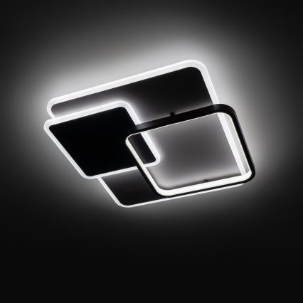 Brilagi - stmievateľné LED stropné svietidlo FLARE, LED 64 W, 230 V, 3000–6000 K, 45 × 45 cm, biela/čierna + diaľkové ovládanie