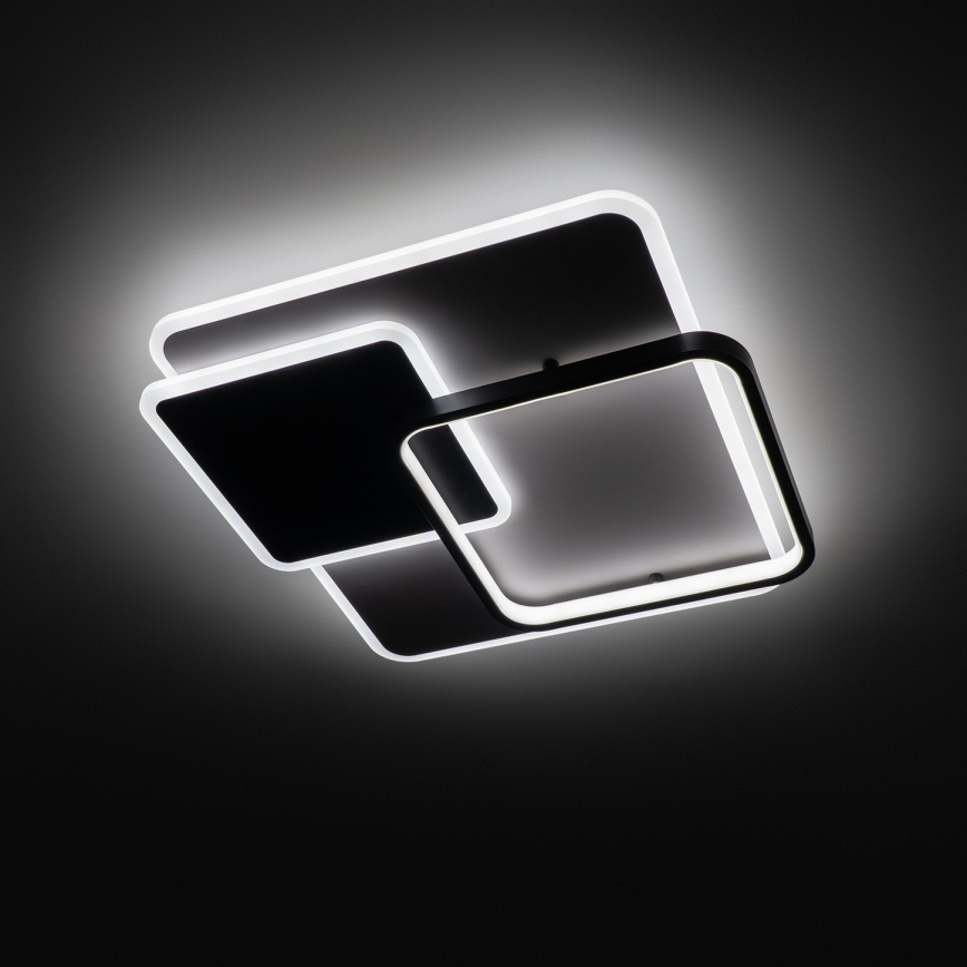 Brilagi - stmievateľné LED stropné svietidlo FLARE, LED 64 W, 230 V, 3000–6000 K, 45 × 45 cm, biela/čierna + diaľkové ovládanie