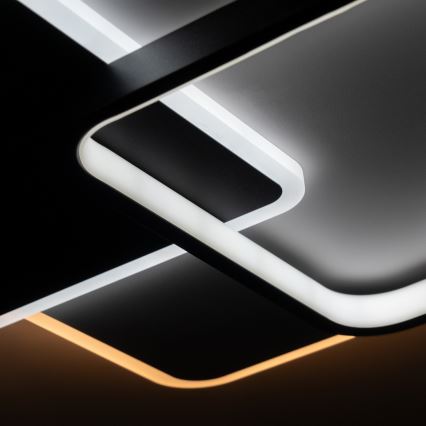 Brilagi - stmievateľné LED stropné svietidlo FLARE, LED 64 W, 230 V, 3000–6000 K, 45 × 45 cm, biela/čierna + diaľkové ovládanie