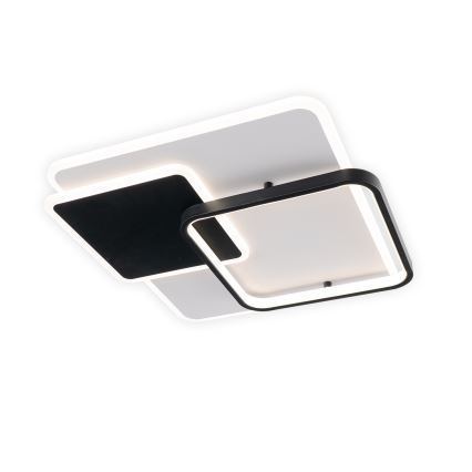 Brilagi - stmievateľné LED stropné svietidlo FLARE, LED 64 W, 230 V, 3000–6000 K, 45 × 45 cm, biela/čierna + diaľkové ovládanie