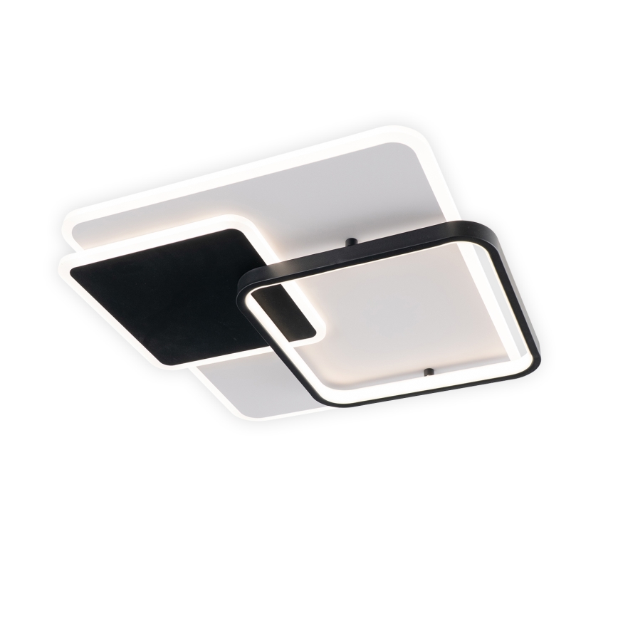Brilagi - stmievateľné LED stropné svietidlo FLARE, LED 64 W, 230 V, 3000–6000 K, 45 × 45 cm, biela/čierna + diaľkové ovládanie