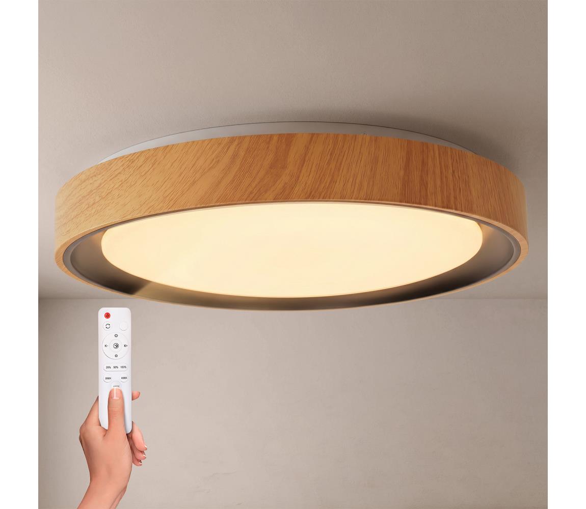 Brilagi - LED stmievateľné stropné svietidlo FLOCO LED/48W/230V pr. 40 cm drevo/čierna+DO WO800-OEM51-40-BLK