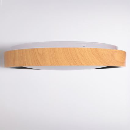 Brilagi - LED stlmiteľné stropné svietidlo FLOCO LED/48W/230V 3000-6500K priemer 40 cm drevený dekor/čierna + diaľkové ovládanie